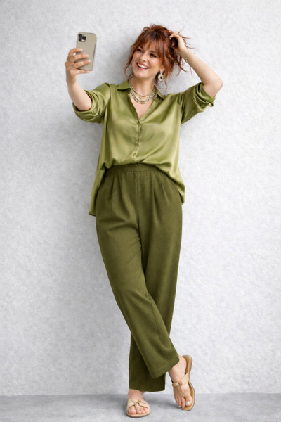 PANTALONE DONNA LOSAN PALAZZO PENCES ELASTICO TASCHE ART.LWMAP050226004