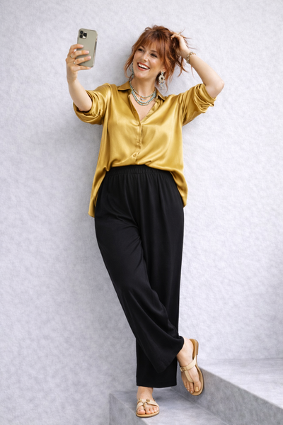 PANTALONE DONNA LOSAN PALAZZO PENCES ELASTICO TASCHE ART.LWMAP050226004