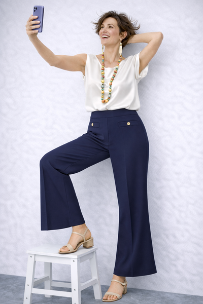 PANTALONE DONNA LAURA BIAGIOTTI ZAMPA ZIP ELEGANTE ART. 26P1876