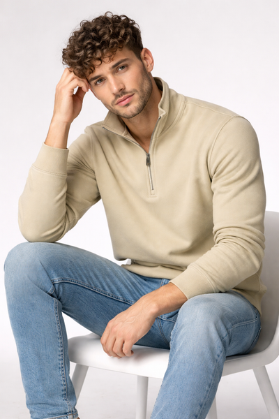 FELPA UOMO TIFFOSI GARZATA MEZZA ZIP POLSINI COTONE ART. 10064353