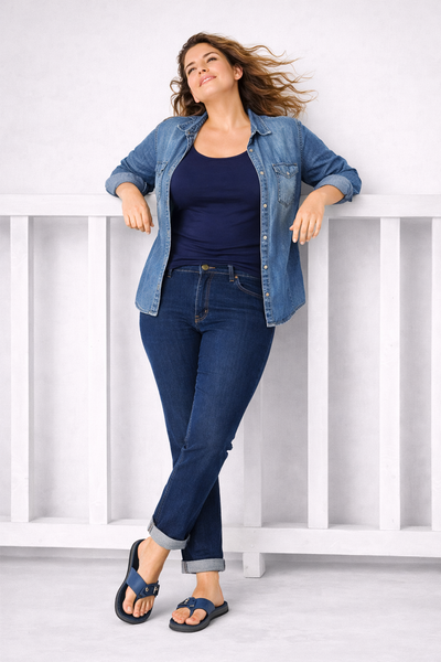 JEANS DONNA SOPHIA TAGLIE OVER LEGGERO CINQUE TASCHE ELASTICO ART. 26153