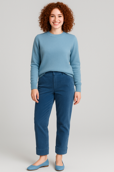 PANTALONE DONNA EDAS VELLUTO COSTINE RISVOLTO TASCHE ART. VOCABOLO