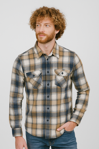 CAMICIA UOMO X-CAPE FLANELLA QUADRI TASCHINI ART. COWANS-25