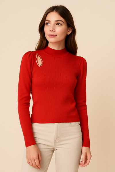 MAGLIA DONNA GRIFFAI LUPETTO COSTE PERLE ART. 5626