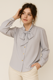 CAMICIA DONNA MYASTREET MANICA LUNGA FIOCCO BOTTONI ART. ESC156-90