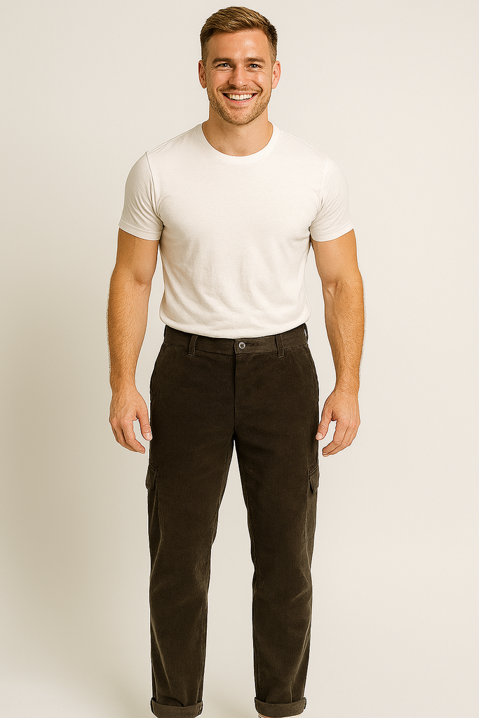 PANTALONI UOMO RAGAZZO VELLUTO TASCA FRANCESE ZIO BOTTONE A&P