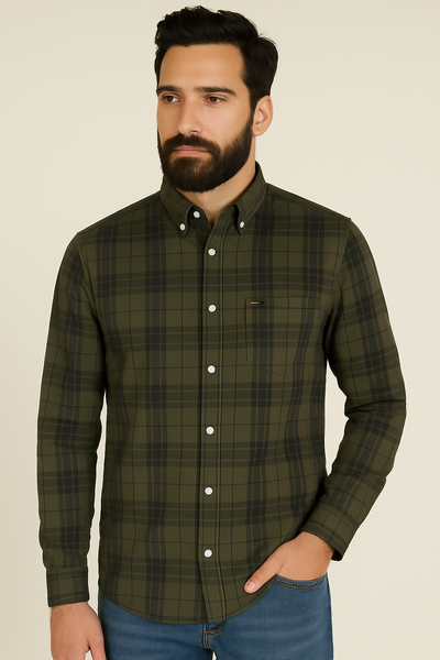 CAMICIA UOMO RAGAZZO SCOZZESE TASCHINO MARCA LEE ART. LEESURE TAINT