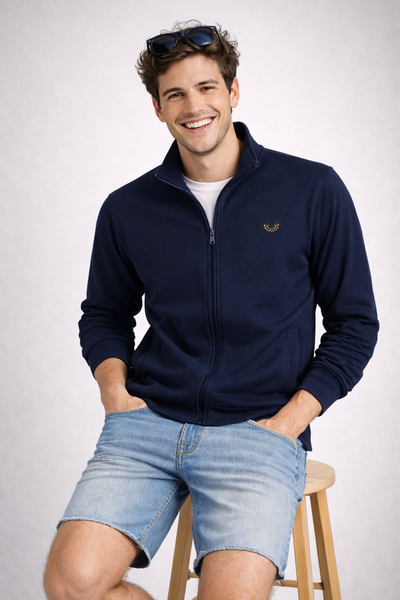 FELPA UOMO IL GRANCHIO COTONE GARZATA ZIP TASCHE POLSINI FASCIA LOGO ART.61FGR42