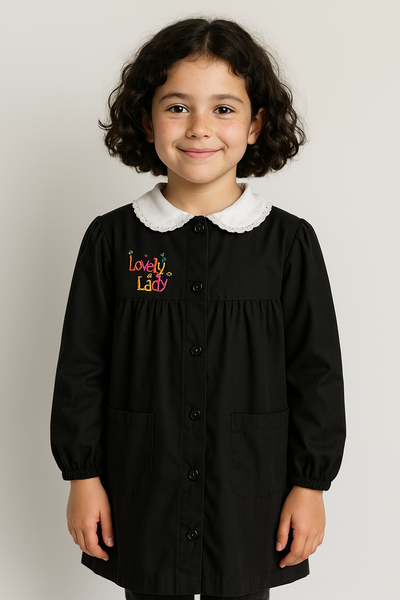 GREMBIULE SCUOLA BAMBINA BOTTONI COLLETTO TASCHE POLSINI RICAMO MARCA SIGGI ART.33GR3767