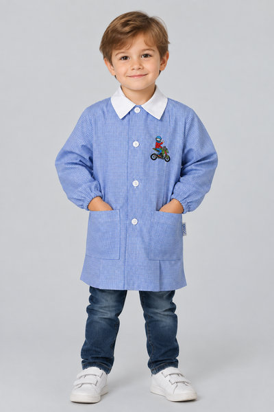 GREMBIULE SCUOLA BAMBINO BOTTONI COLLETTO POLSINI RICAMO MARCA SIGGI ART.33GR3746