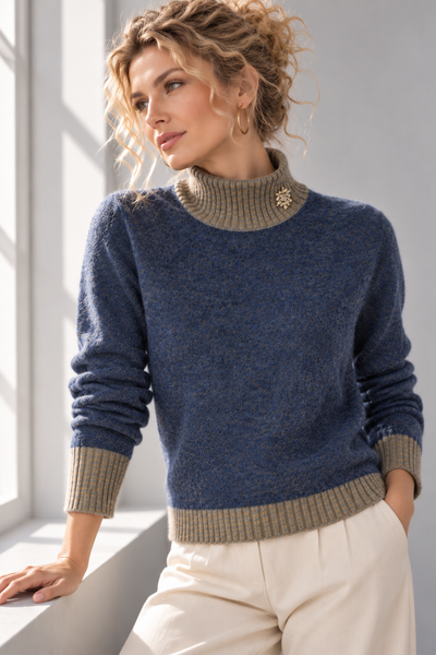 MAGLIONE DONNA SEASONS OF GRACE LUPETTO BORDI IN CONTRASTO ART. 302