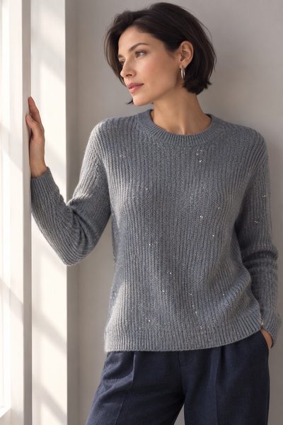 MAGLIONE DONNA  SEASONS OF GRACE GIROCOLLO COSTA INGLESE LUREX ART. 338