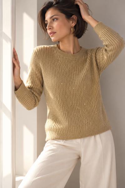 MAGLIONE DONNA  SEASONS OF GRACE GIROCOLLO COSTA INGLESE LUREX ART. 338