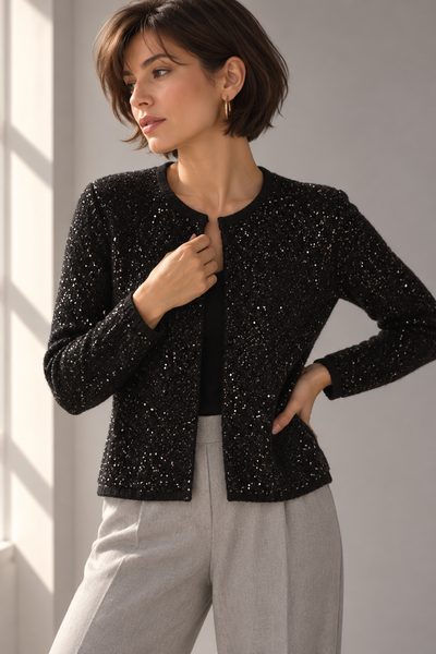 CARDIGAN DONNA SEASONS OF GRACE GIROCOLLO MICROPAILLETTES ART. 343