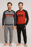 PIGIAMA UOMO TERMO COTONE LUNGO POLSINI LOGO SQUADRA MILAN ART.MI14131