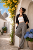 PANTALONE DONNA ELISA CASTELLI TAGLIE OVER PALAZZO FANTASIA TASCHE ZIP ART. 18080
