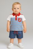 COMPLETO NEONATO BAMBINO POLO RIGHE PANTALONCINO MIX'N MATCH ARNETTA ART. 72311