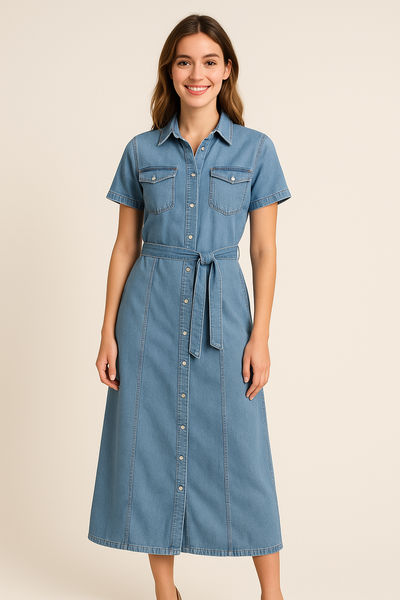 ABITO DONNA RAGAZZA JEANS BOTTONI CINTURA MARCA GRIFFAI ART. 5406