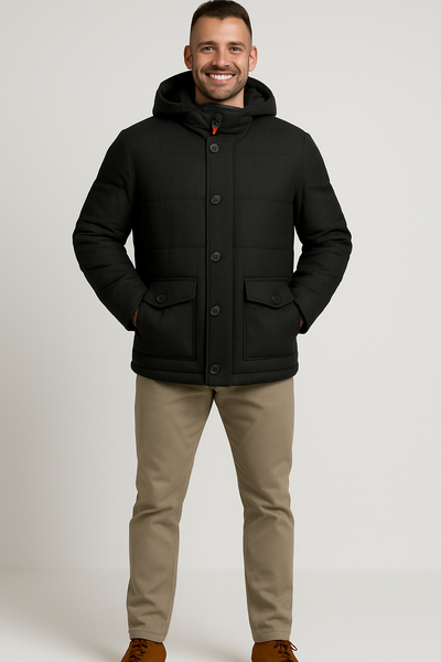 GIUBBINO UOMO SEA BARRIER ZIP BOTTONI TASCHE POLSINO CAPPUCCIO ANTIVENTO ANTIPIOGGIA ART.BUSSEL