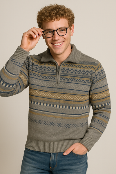 MAGLIONE UOMO RE DEL MARE CAMIONISTA ZIP LANA FANTASIA ART. 22.5732