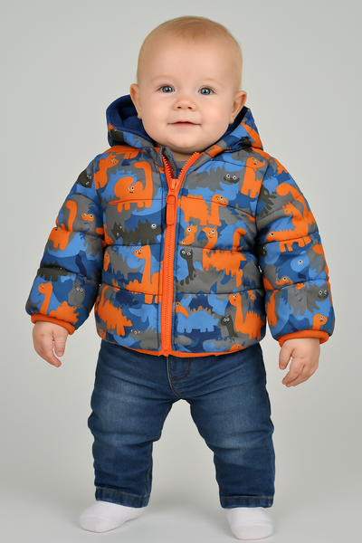 GIUBBETTO IMBOTTITO DINOSAURO ZIP TASCHE CAPPUCCIO MARCA LOSAN ART.2272000AL