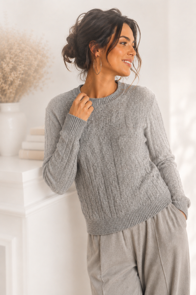 MAGLIONE DONNA GRIFFAI PARICOLLO TRECCE PAILLETTES ART. 7040