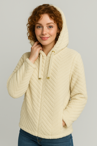 ECOPELLICCIA DONNA VIRGINIA BLU ZIP BOTTONOTASCHE CAPPUCCIO MORBIDA CALDA ART.MIELE