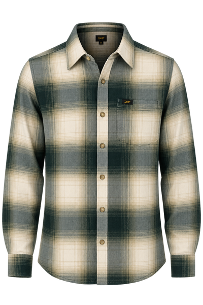 CAMICIA UOMO LEE FLANELLA SCOZZESE BOTTONI TASCHINO LOGO COTONE ART. LEESURE SHIRT PONDEROSA PINE