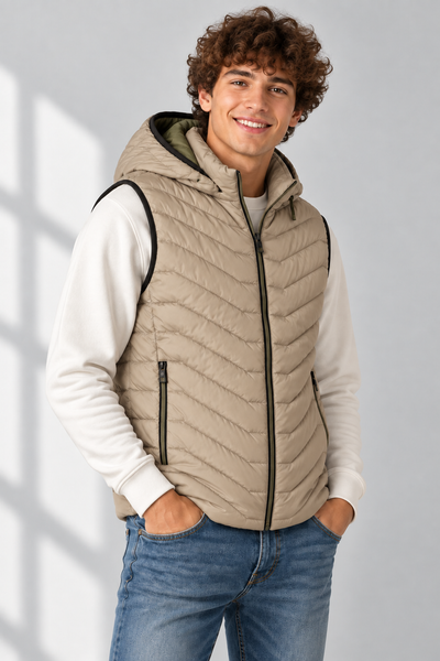 GILET UOMO SEA BARRIER TRAPUNTATO CAPPUCCIO ZIP TASCHEART.GIUNCO-89C