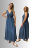 ABITO LUNGO DONNA SMANICATO SCOLLO A V BOTTONI VISCOSA COTONE ART. 6623
