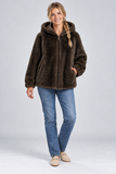 GIACCONE DONNA VIRGINIABLU ECOPELLICCIA CAPPUCCIO TASCHE ZIP ART. HEARTH-71C