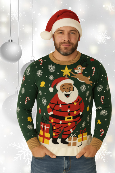 MAGLIONE UOMO GIROCOLLO POLSINI FASCIA LUCINE NATALIZIO MARCA JULE ART.22LEDA2