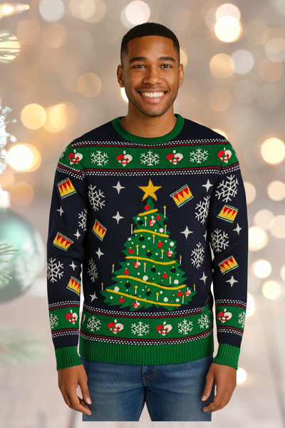 MAGLIONE UOMO ACRILICO GIROCOLLO POLSINI FASCIA LUCI NATALIZIO MARCA JULE ART.22LEDA11