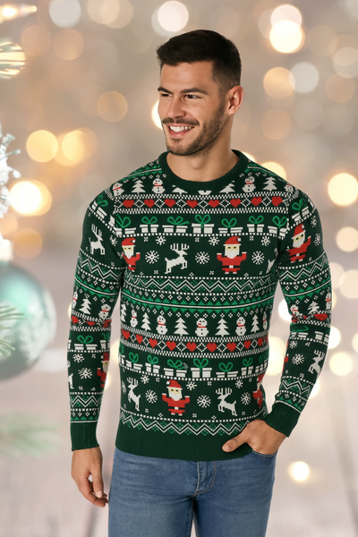 MAGLIONE UOMO COTONE GIROCOLLO POLSINI FASCIA NATALIZIO MARCA JULE ART.220RGA15