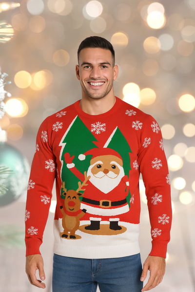 MAGLIONE UOMO DONNA GIROCOLLO NATALE RENNA BABBO NATALE MARCA JULE ART.ORG5