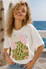 T-SHIRT DONNA GRIFFAI MANICA CORTA AMPIA STAMPA FIORI E STRASS  COTONE ART. DGP7560