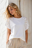 T-SHIRT DONNA GRIFFAI MANICA CORTA CON RICAMI E STRASS COTONE ART. DGP7808