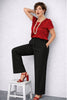 PANTALONE DONNA PERLA PALAZZO ELASTICO TASCHE BOTTONI CERNIERA VISCOSA  ART. PISA