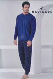 PIGIAMA UOMO PURO COTONE SERAFINO TASCHINO PANTALONE FANTASIA NAVIGARE ART.141980