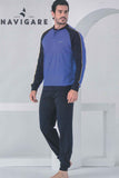 PIGIAMA UOMO PURO COTONE SERAFINO PANTALONE FANTASIA NAVIGARE ART.141968