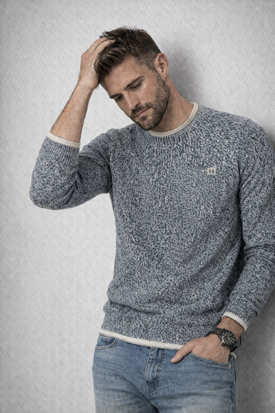 MAGLIONE UOMO HENRY COTTONS COTONE GIROCOLLO MELANGE ART. MG650783