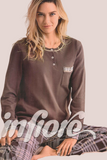PIGIAMA DONNA TERMO COTONE SERAFINO BOTTONI TASCHINO SCOZZESE INFIORE ART. URB652992
