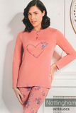 PIGIAMA DONNA RAGAZZA TERMO COTONE SERAFINO CUORE FIORI MARCA NOTTINGHAM ART. NPA386