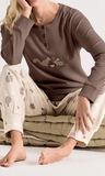 PIGIAMA DONNA TERMO COTONE SERAFINO BOTTONI ANIMALI AURTUNNO MARCA INFIORE ART. HVR652827