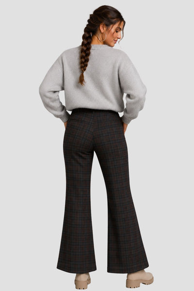 PANTALONE DONNA GRIFFAI A ZAMPA FANTASIA A QUADRI ELASTICIZZATO ART. DGF7496