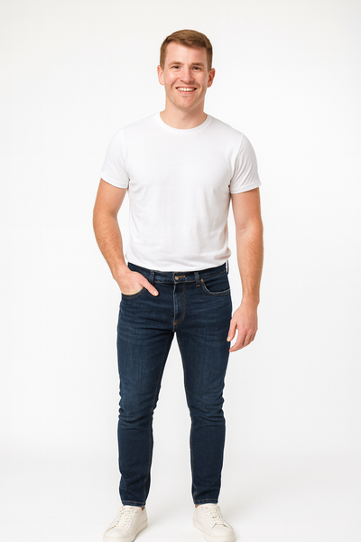JEANS UOMO ZIP BOTTONE CINQUE TASCHE REGOLARE SCURO MARCA HOLIDAY ART. NOA