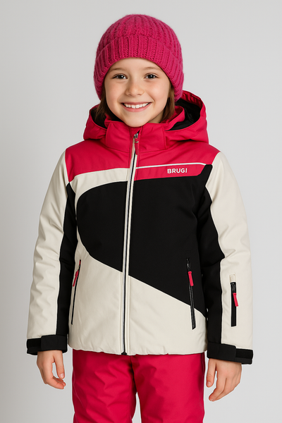 GIACCA SCI RAGAZZA ZIP CAPPUCCIO TASCHE IMPERMEABILE IDROREPELLENTE TRASPIRANTE ANTIVENTO MARCA BRUGI ART. T842T22K