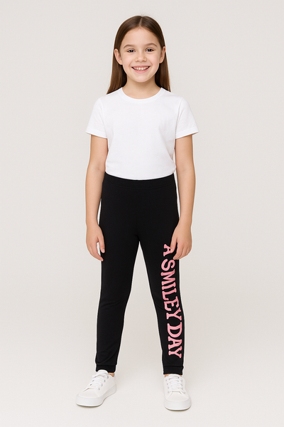 LEGGINGS BAMBINA ELASTICO SCRITTA MARCA BM ART.AY2652
