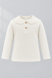 Maglia avorio a coste con colletto arricciato.png