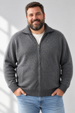 Cardigan grigio melange uomo, vista frontale-1.png